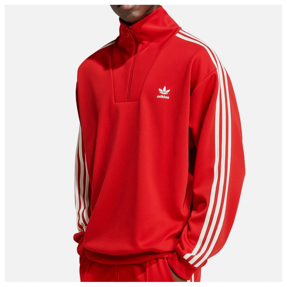 ADIDAS Men's Adicolor Funnel Neck Track Top in RED Size MEDIUM NWT